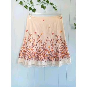 Vintage Floral Butterfyl Skirt With Lace Small